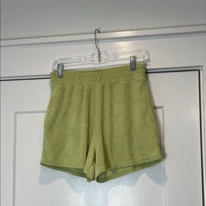 Hollister Light Green Terry Cloth Women's ultra high rise Shorts size small.